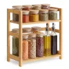SONGMICS 2 szintes fűszertartó polc bambusz kerettel természetes bézs