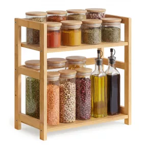   SONGMICS 2 szintes fűszertartó polc bambusz kerettel természetes bézs