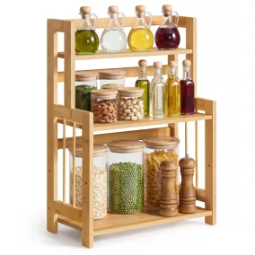   SONGMICS 3 szintes fűszertartó polc bambusz MDF természetes bézs