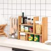 SONGMICS Bambusz Asztali Szervező Polc Variálható 3 Modulos Természetes