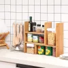 SONGMICS Bambusz Asztali Szervező Polc Variálható 3 Modulos Természetes