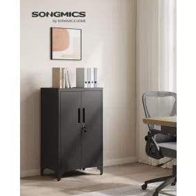   SONGMICS OMC012B01 Irodai Szekrény Acél Matt Fekete Zárható
