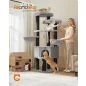   Feandrea XXL macskafa többszintes kaparófa 186,7 cm magas 11 cm átmérőjű szizál oszlopokkal galambszürke és tintafekete