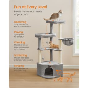   Feandrea Macskatorony 48,5 x 48,5 x 140,7 cm Galambszürke Plüss Szizál