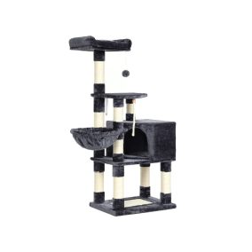   FEANDREA Stabil Macskafa 138 cm Füstszürke Plüss Játszótorony