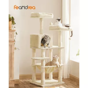   FEANDREA PCT15BE macskafa 143 cm bézs plüss pihenőhelyekkel