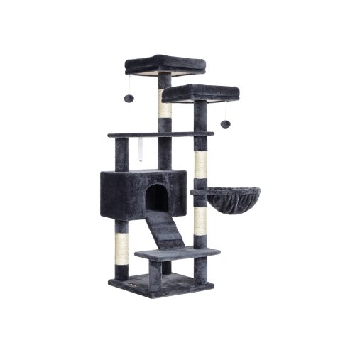FEANDREA Luxus Macskabútor 142 cm Füstszürke Plüss Aktivitásközpont
