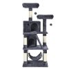 FEANDREA Luxus Macskabútor Két Barlangos Kaparófa 155 cm Füstszürke