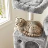 FEANDREA Luxus Macskabútor Két Barlangos Pihenővel Világosszürke 155 cm