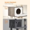 FEANDREA Modern Greige Macskabútor 138 cm Többszintes Kaparófa Barlangos Pihenővel