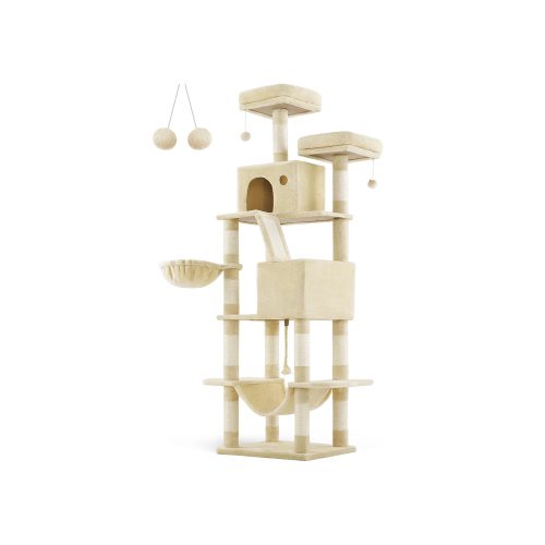 Feandrea XXL Luxus Macskabútor 206 cm Többszintes Bézs