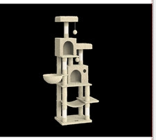 FEANDREA Luxus Macskabútor 199 cm Többszintes Bézs Plüss Kaparófa