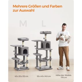   Feandrea PCT261W01 macskabútor függőággyal 112 cm világosszürke