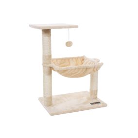   FEANDREA Kompakt Macskabútor Függőággyal és Játékkal Bézs PCT82M