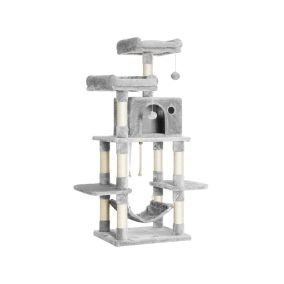 FEANDREA Luxus Macskafa Pomponokkal 150 cm Világosszürke