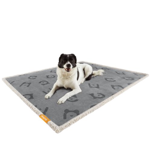 Feandrea vízálló kutyatakaró sherpa fleece anyagból kis és közepes kutyáknak, macskáknak 127 x 101 cm szürke