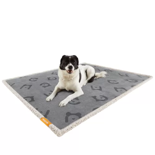 Feandrea vízálló kutyatakaró sherpa fleece anyagból kis és közepes kutyáknak, macskáknak 127 x 101 cm szürke