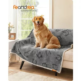   Feandrea Vízálló Kutya Takaró XXL Sherpa Fleece Anyagból Nagy és Extra Nagy Kutyáknak 203 x 152 cm Szürke