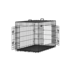   FEANDREA XXL Összecsukható Kutyaketrec Két Ajtóval Fekete