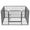FEANDREA Masszív Kutyakennel Szürke Fém Kifutó 122 x 70 x 80 cm