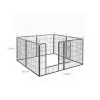 FEANDREA 8-Paneles Vas Kutya Kennel Összecsukható Biztonsági Kerítés Szürke