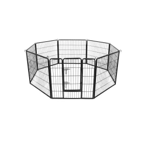   FEANDREA 8-Paneles Kisállat Kifutó Fém Kutyakennel Összecsukható Fekete