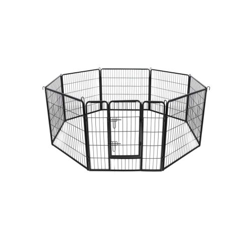 FEANDREA 8-Paneles Kisállat Kifutó Fém Kutyakennel Összecsukható Fekete