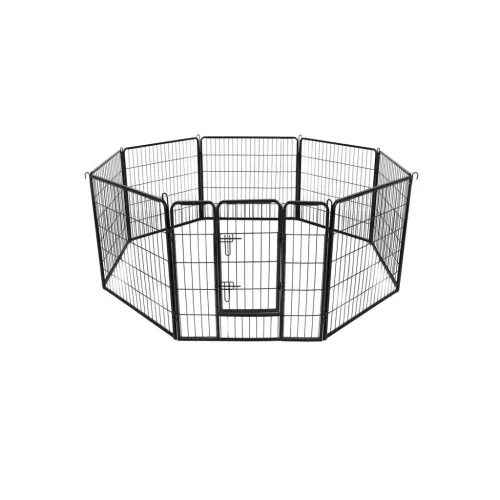 FEANDREA 8-Paneles Kisállat Kifutó Fém Kutyakennel Összecsukható Fekete