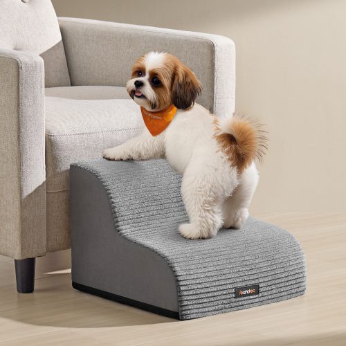 Feandrea 2 lépcsős kutyalépcső ágyhoz és kanapéhoz vízálló galamb szürke