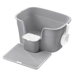   Feandrea Extra Large Macskaalom Tálca Magas Oldalfallal Galambszürke