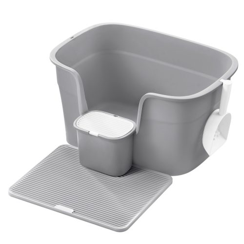 Feandrea Extra Large Macskaalom Tálca Magas Oldalfallal Galambszürke