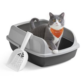   Feandrea XL Magas Oldalfalú Macska Alomtálca Lapáttal Palapalaszürke