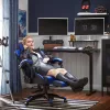 SONGMICS Gaming Szék Ergonomikus Gamer Szék Kihúzható Lábtartóval Fekete-Kék