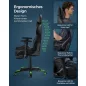  SONGMICS RCG070C01 Ergonomikus Gamer Szék Lábtartóval Fekete-Zöld