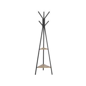   VASAGLE Ipari Stílusú Álló Ruhafogas Tárolópolcokkal Greige-Fekete