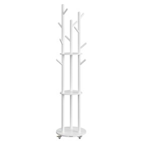   VASAGLE Szabadon Álló Fogas 11 Akasztóval és 3 Polccal Tintafekete