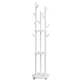 VASAGLE Szabadon Álló Fogas 11 Akasztóval és 3 Polccal Tintafekete