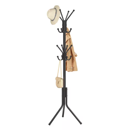 SONGMICS fém álló fogas 175 cm 16 akasztóval tintafekete