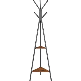   VASAGLE Ipari Stílusú Álló Fogas 2 Polccal Rusztikus Barna-Fekete