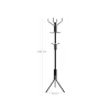 SONGMICS Elegáns Fém Ruhafogas Állvány Fekete 182 cm Fa Díszgombokkal