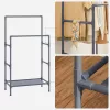 SONGMICS Dupla Ruhaállvány Fém Tárolópolccal Szürke