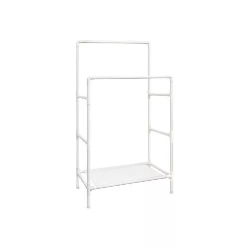 SONGMICS Dupla Sínű Fém Ruhaállvány Polccal Fehér