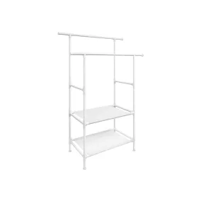  SONGMICS Dupla Sínű Fehér Fém Ruhaállvány Tárolópolcokkal