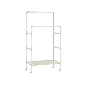 SONGMICS Mobil Dupla Ruhaállvány Polccal Fehér