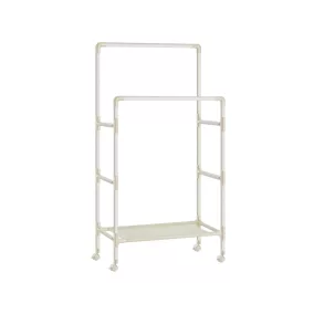 SONGMICS Mobil Dupla Ruhaállvány Polccal Fehér