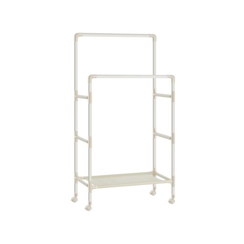 SONGMICS Mobil Dupla Ruhaállvány Polccal Fehér