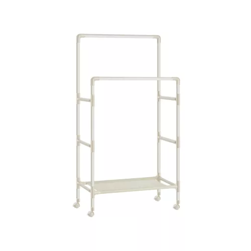 SONGMICS Mobil Dupla Ruhaállvány Polccal Fehér