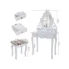 SONGMICS Hercegnői Fésülködőasztal Szett Forgatható Tükörrel Fehér