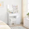 VASAGLE Modern Fésülködőasztal Tükörrel Fehér Sminkasztal Tárolóhellyel