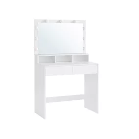   VASAGLE Modern Fésülködőasztal LED Világítással Fehér